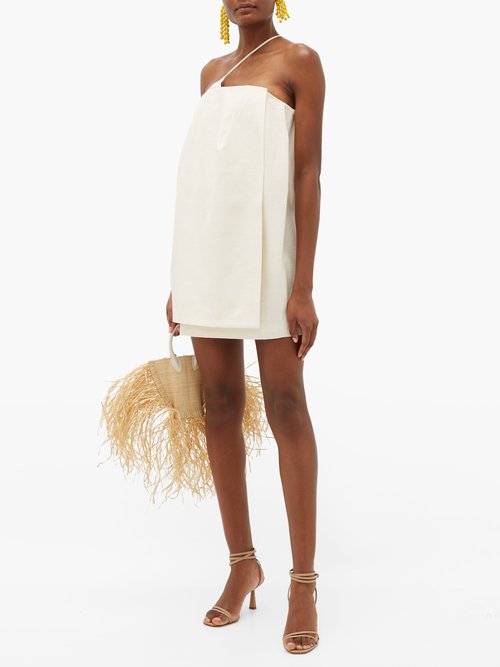 Jacquemus Soleil Asymmetric Mini Dress Ivory - 50% Off Sale