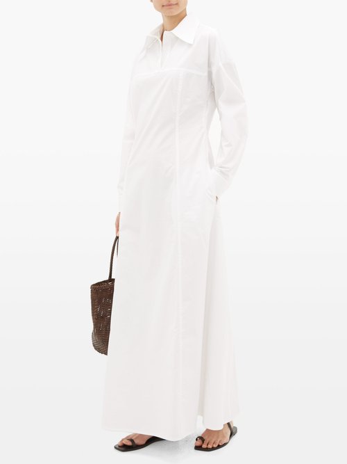 White Story Masquerade Cotton-poplin Maxi Shirt Dress White - 70% Off Sale
