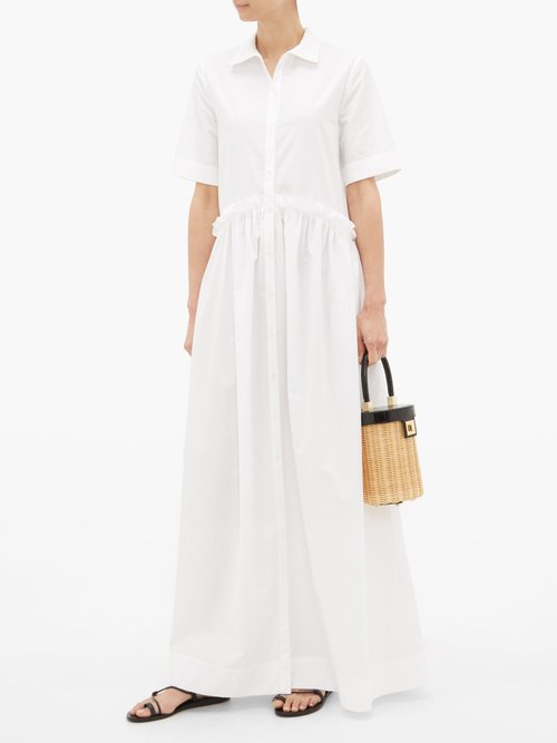 White Story Masquerade Ruffled Cotton Shirt Dress White - 50% Off Sale