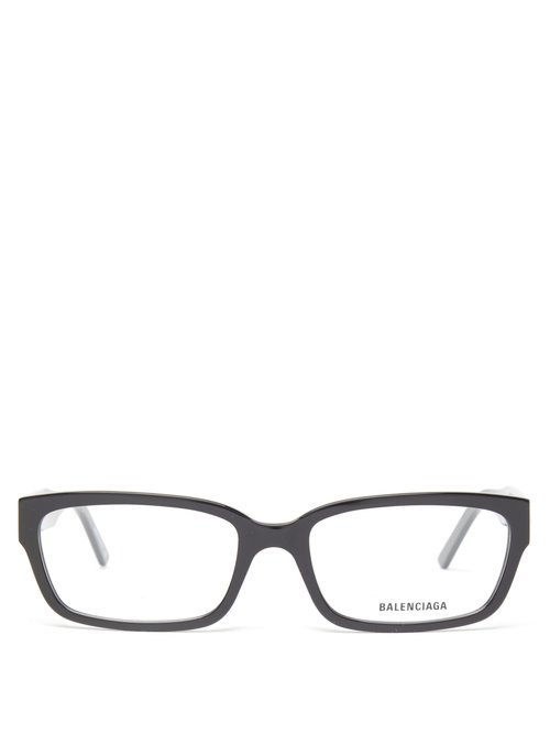 Balenciaga - Bb-logo Rectangular Acetate Glasses - Mens - Black