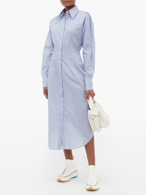 Acne Studios Danette Cotton-blend Shirt Dress Blue – 50% Off Sale