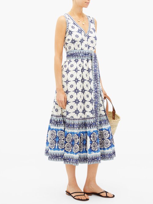 Le Sirenuse, Positano Evelin Star-print Cotton Midi Dress Blue Print - 30% Off Sale