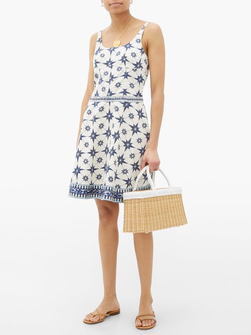 Le Sirenuse, Positano Cindy Star-print Cotton-poplin Mini Dress Blue Print - 40% Off Sale