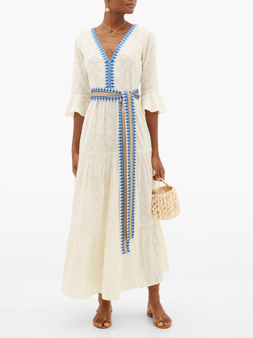 Le Sirenuse, Positano Bella Embroidered Cotton-poplin Maxi Dress Cream - 30% Off Sale