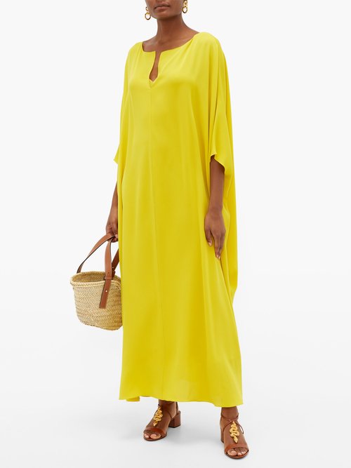 The Row Enrico Silk Kaftan Maxi Dress Yellow - 30% Off Sale