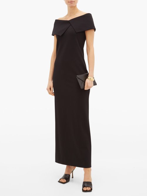 The Row Joni Off-the-shoulder Jersey Maxi Dress Black - 40% Off Sale