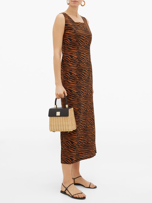 Lisa Marie Fernandez Charlotte Zebra-print Cotton Midi Dress Brown Print - 70% Off Sale