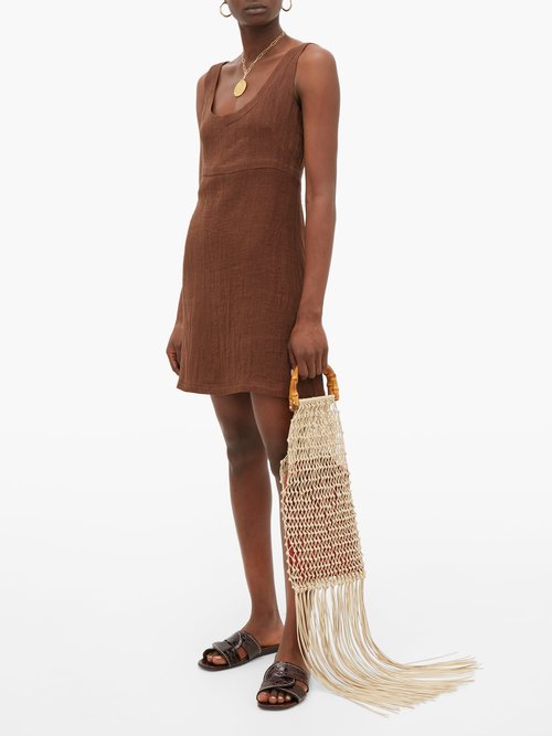 Lisa Marie Fernandez Zani Round-neck A-line Cotton Mini Dress Brown - 30% Off Sale