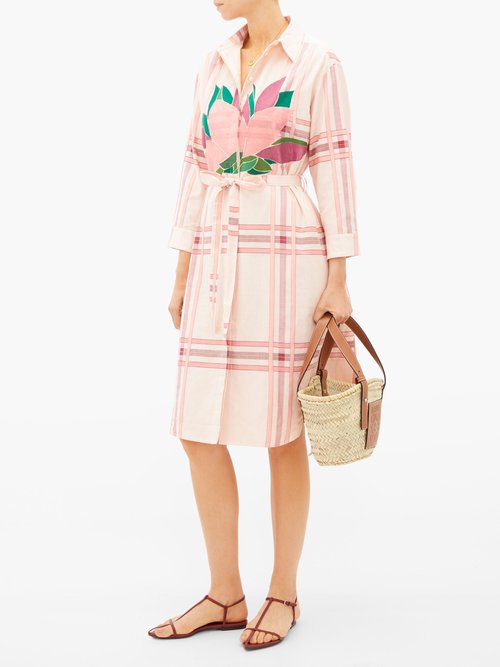 Kilometre Paris Klong Chao Beach Floral-embroidered Cotton Dress Pink Print - 70% Off Sale