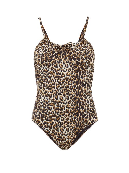 Belize – Drindle Drawstring Leopard-print Swimsuit Leopard Beachwear