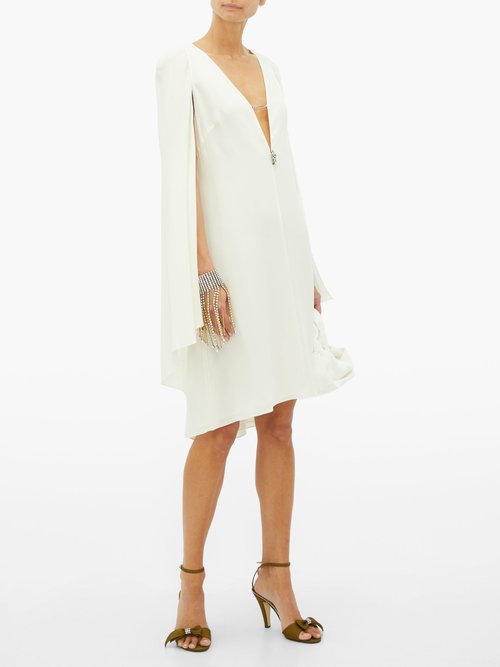 Julie De Libran Bluebird Cape-sleeve Silk-crepe Dress White - 70% Off Sale
