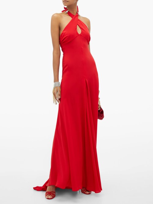 Julie De Libran Julia Crossover-halterneck Silk Gown Red - 70% Off Sale