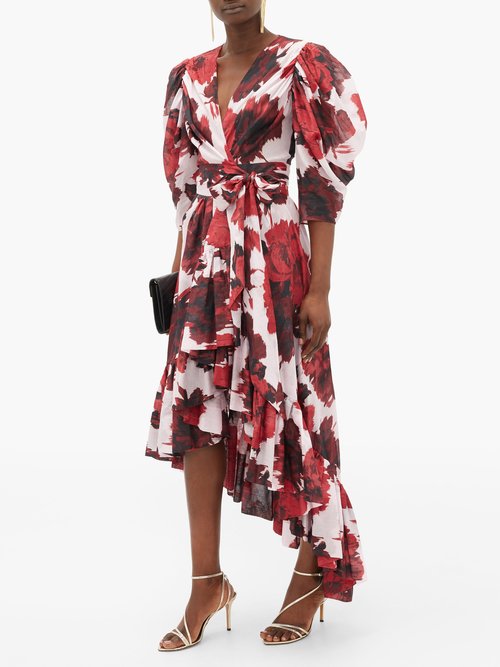 Alexandre Vauthier Floral-print Cotton-voile Wrap Dress Red White - 60% Off Sale