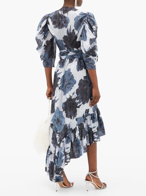 Alexandre Vauthier Floral-print Cotton-voile Wrap Dress Navy Print - 60% Off Sale