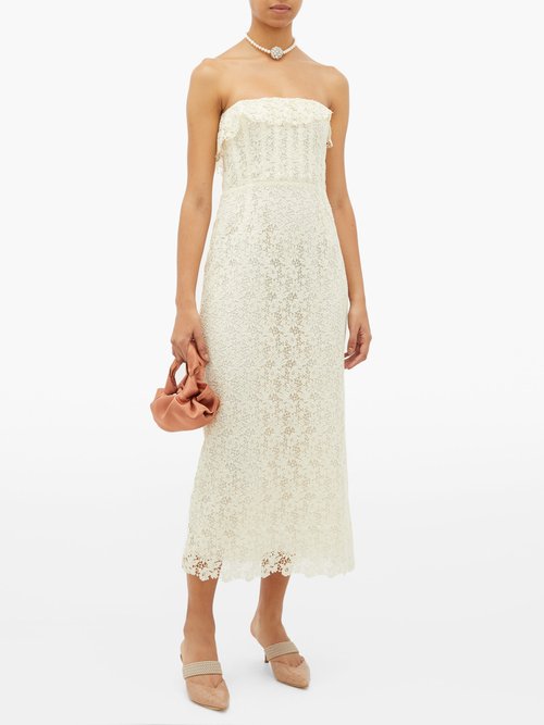 Brock Collection Ruffled Cotton-blend Guipure-lace Dress Ivory - 30% Off Sale