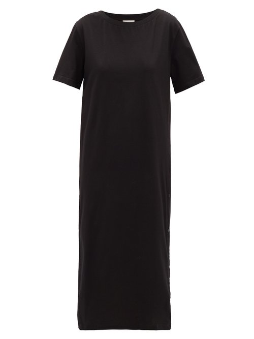 Moncler – Press-stud Cotton T-shirt Dress Black
