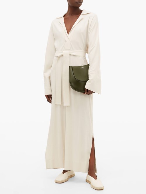 Lemaire Polo-collar Belted Cotton-jersey Shirt Dress Ivory