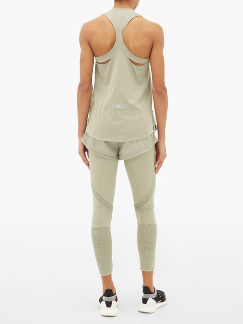 Adidas By Stella Mccartney Inverted-pleat Technical Tank Top Green - 40% Off Sale