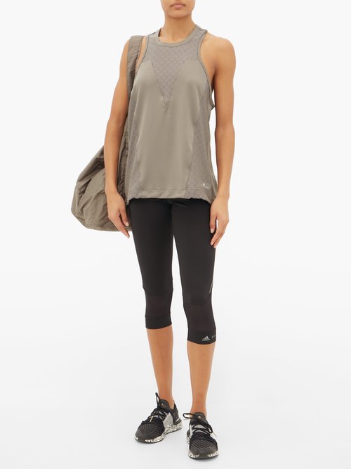 Adidas By Stella Mccartney Mesh-panelled Training Tank Top Brown – 30% Off Sale