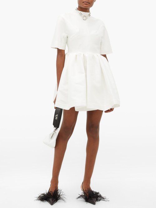 Marques’almeida Gathered Taffeta Mini Dress White – 50% Off Sale