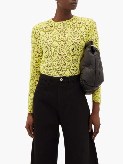 Marques’almeida Scalloped-hem Lace Top Yellow – 50% Off Sale