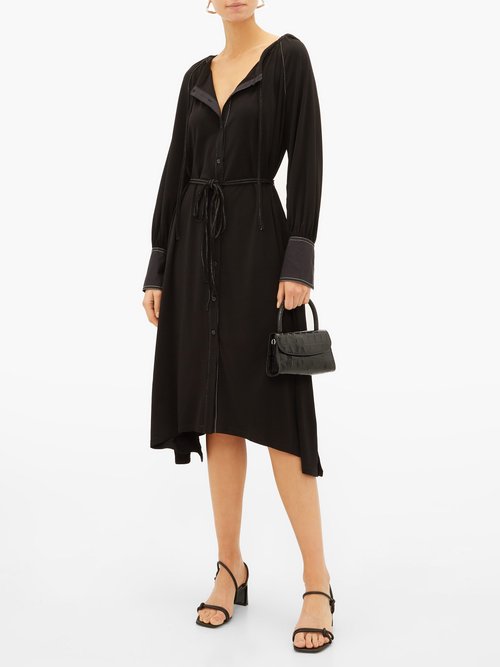 Proenza Schouler White Label Contrast-stitching Crepe Dress Black - 70% Off Sale