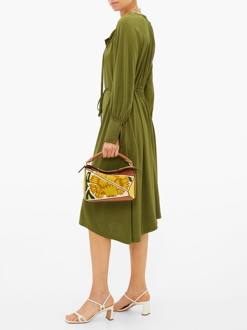 Proenza Schouler White Label Gathered-neck Jersey-crepe Shirt Dress Green - 70% Off Sale