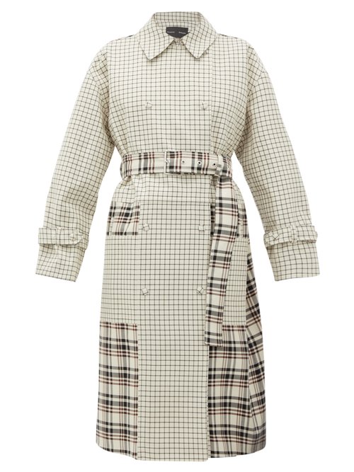 Proenza Schouler - Double-breasted Checked Twill Trench Coat Cream