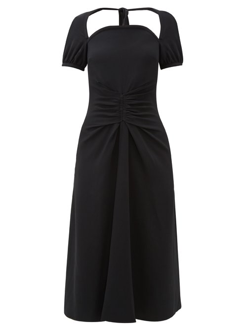 Rochas - Tie-back Ruched Cady Dress Black