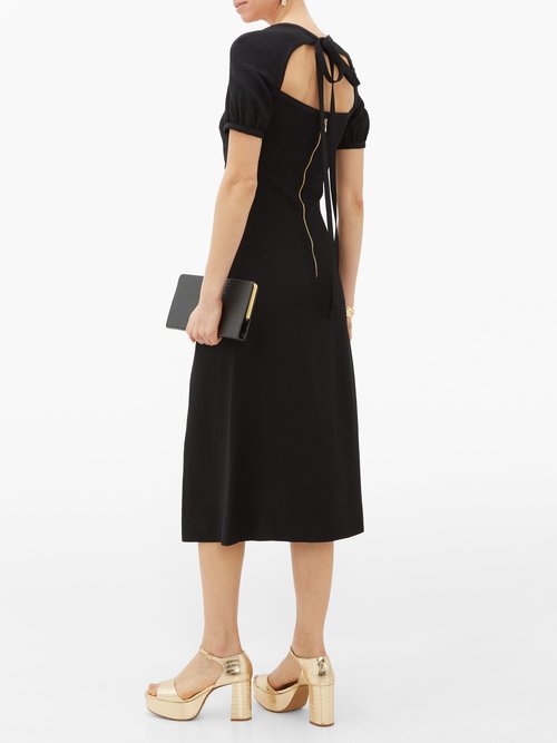 Rochas Tie-back Ruched Cady Dress Black - 30% Off Sale