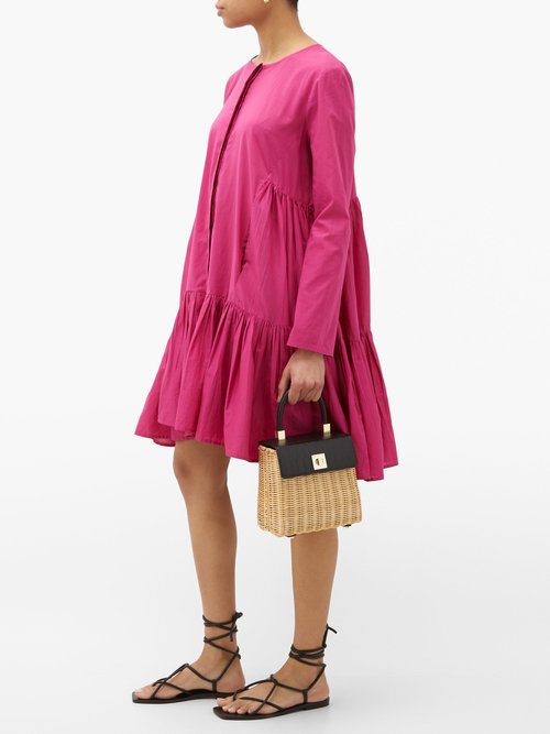 Merlette Martel Tiered Cotton-poplin Dress Dark Pink - 30% Off Sale