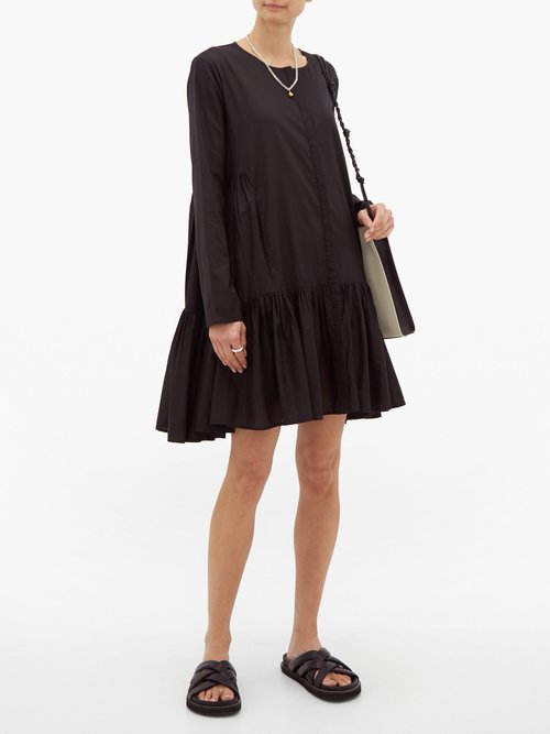 Merlette Martel Tiered Cotton-lawn Dress Black