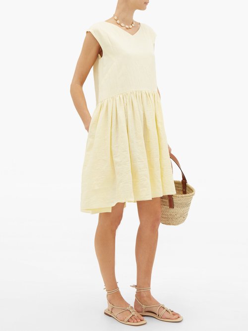 Merlette Mercadal Tumbled Cotton-blend Dress Light Yellow - 30% Off Sale