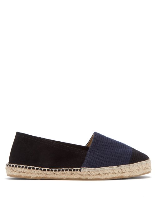 Guanabana - Striped Woven-canvas And Suede Espadrilles - Mens - Blue Multi