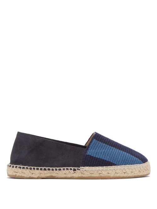 Guanabana - Striped Canvas And Suede Espadrilles - Mens - Blue Multi