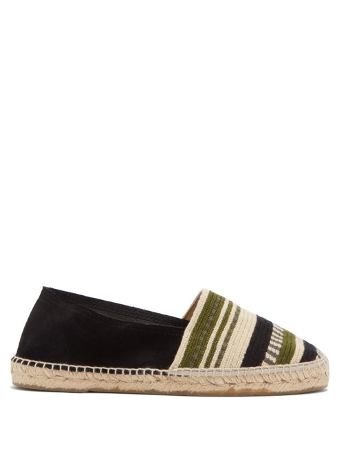 Guanabana - Striped Woven-canvas And Suede Espadrilles - Mens - Multi