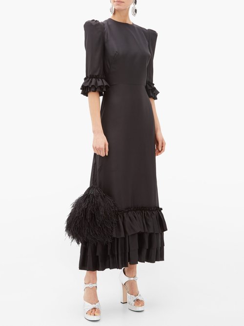 The Vampire's Wife The Pussybow Ruffled Silk-twill Dress Black - 50% Off Sale