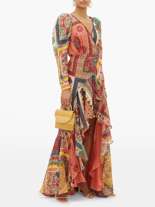 Etro Dahlia Ruffled-skirt Printed-voile Maxi Dress Red Multi - 60% Off Sale