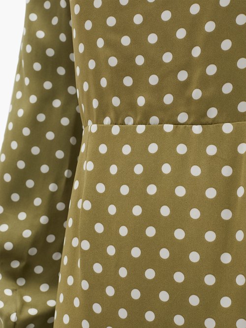 Racil Fez Polka-dot Open-back Satin Dress Green – 60% Off Sale