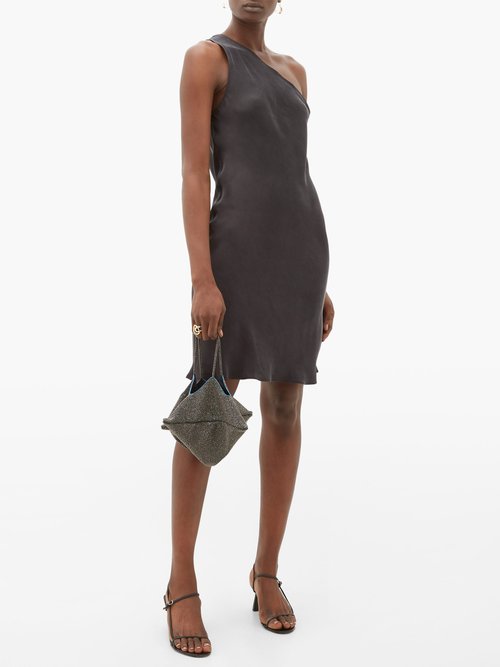 Worme The One Shoulder Silk Mini Dress Black - 50% Off Sale