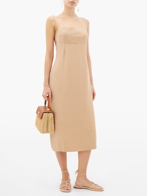 Haight Paula Side-slit Twill Dress Beige - 50% Off Sale