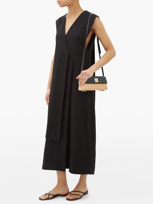 Haight Vest Wrap-front Crepe Dress Black - 60% Off Sale