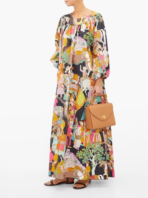 Marta Ferri Eastern-print Cotton Maxi Dress Multi - 70% Off Sale