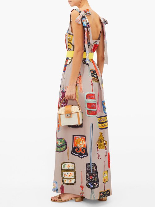 Marta Ferri Bag-print Cotton Maxi Dress Multi - 70% Off Sale