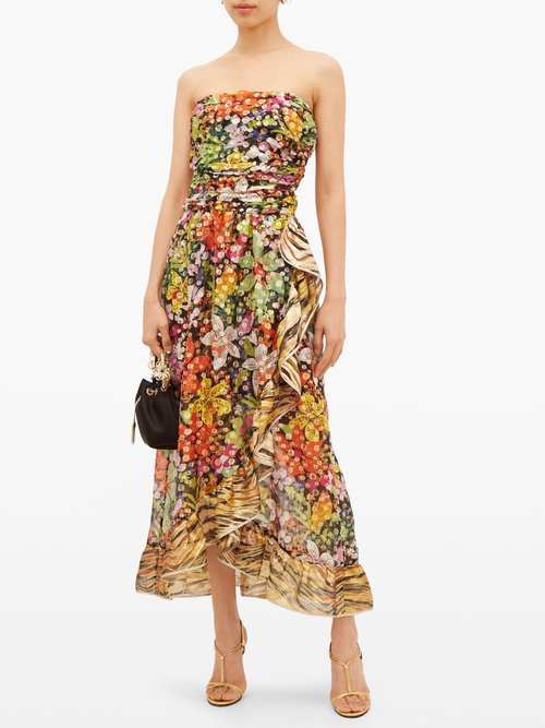 Dundas Ruffled Floral-print Silk-blend Chiffon Dress Multi - 60% Off Sale