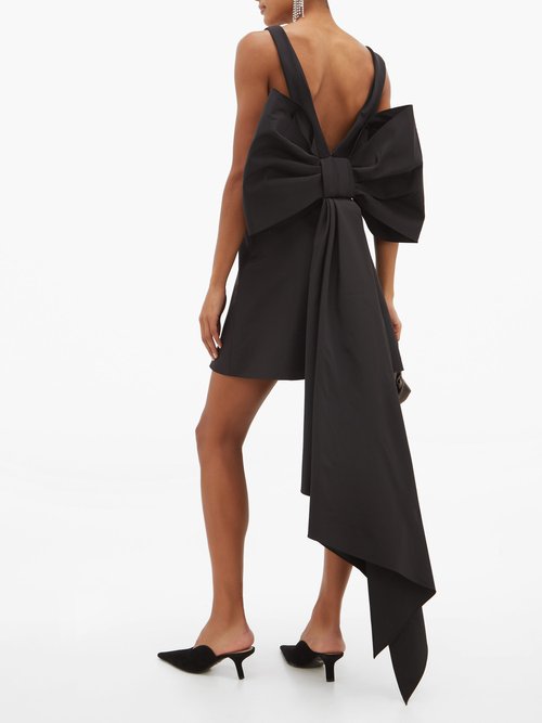 Carolina Herrera Back-bow Faille Mini Dress Black - 60% Off Sale