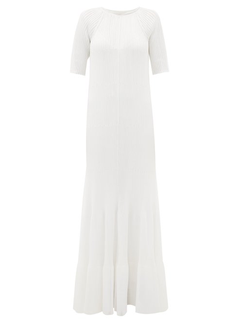 Maison Rabih Kayrouz – Raglan-sleeve Ribbed Maxi Dress White