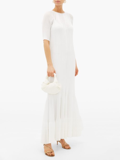 Maison Rabih Kayrouz Raglan-sleeve Ribbed Maxi Dress White - 60% Off Sale