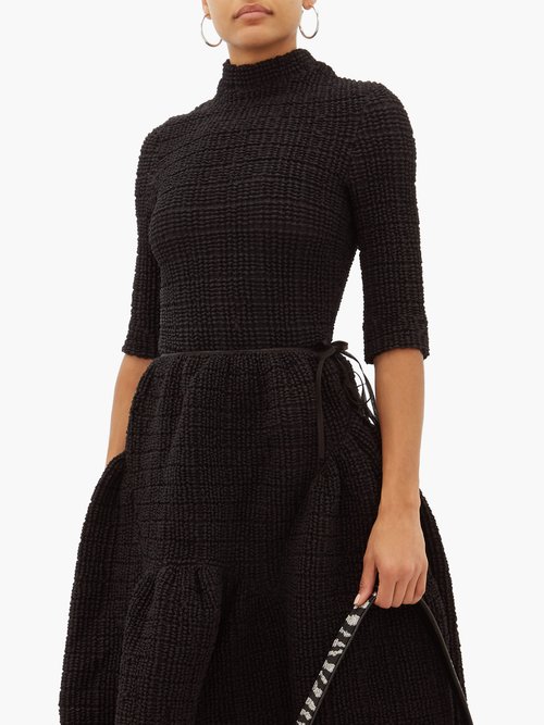 Cecilie Bahnsen Evelin Shirred Cotton-blend Top Black - 60% Off Sale