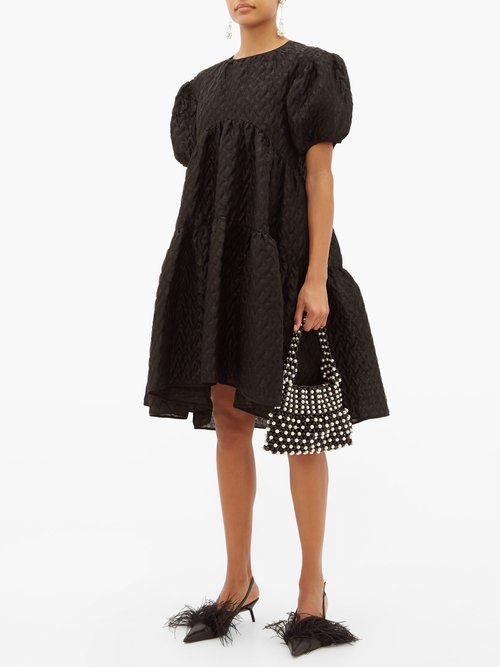 Cecilie Bahnsen Effie Linen-blend Cloqué Dress Black - 50% Off Sale